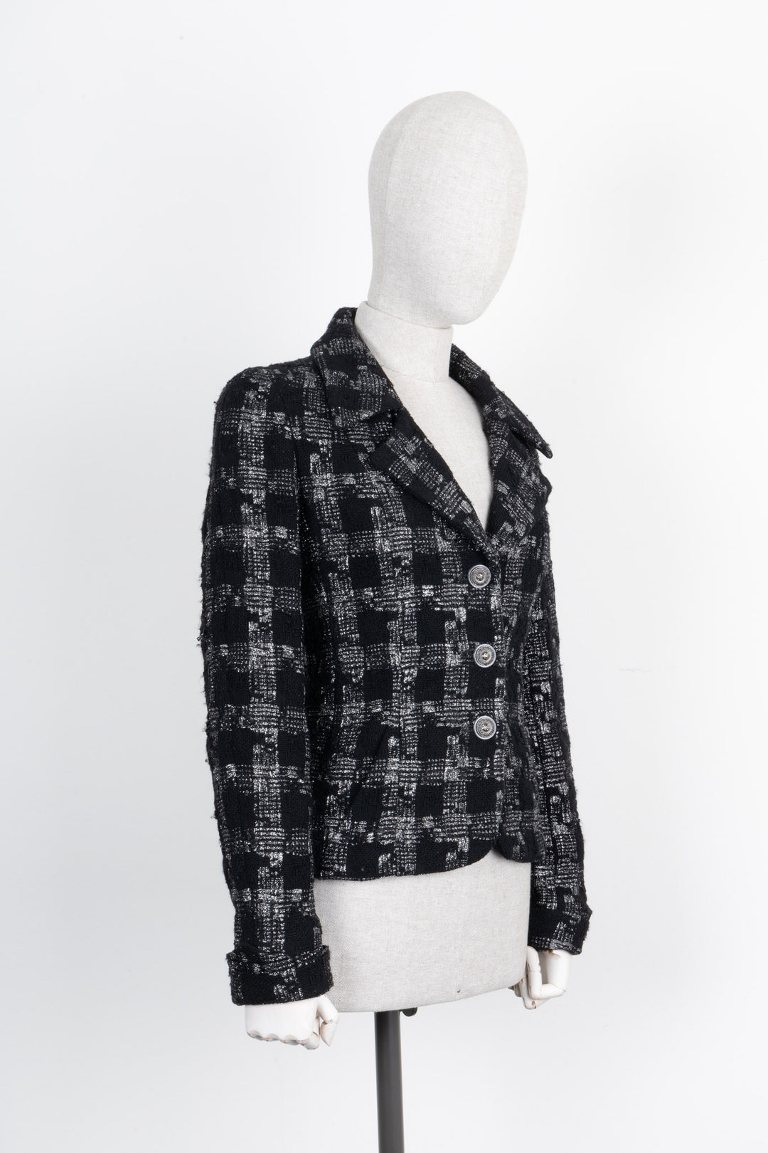 CHANEL Jacket Silver Black