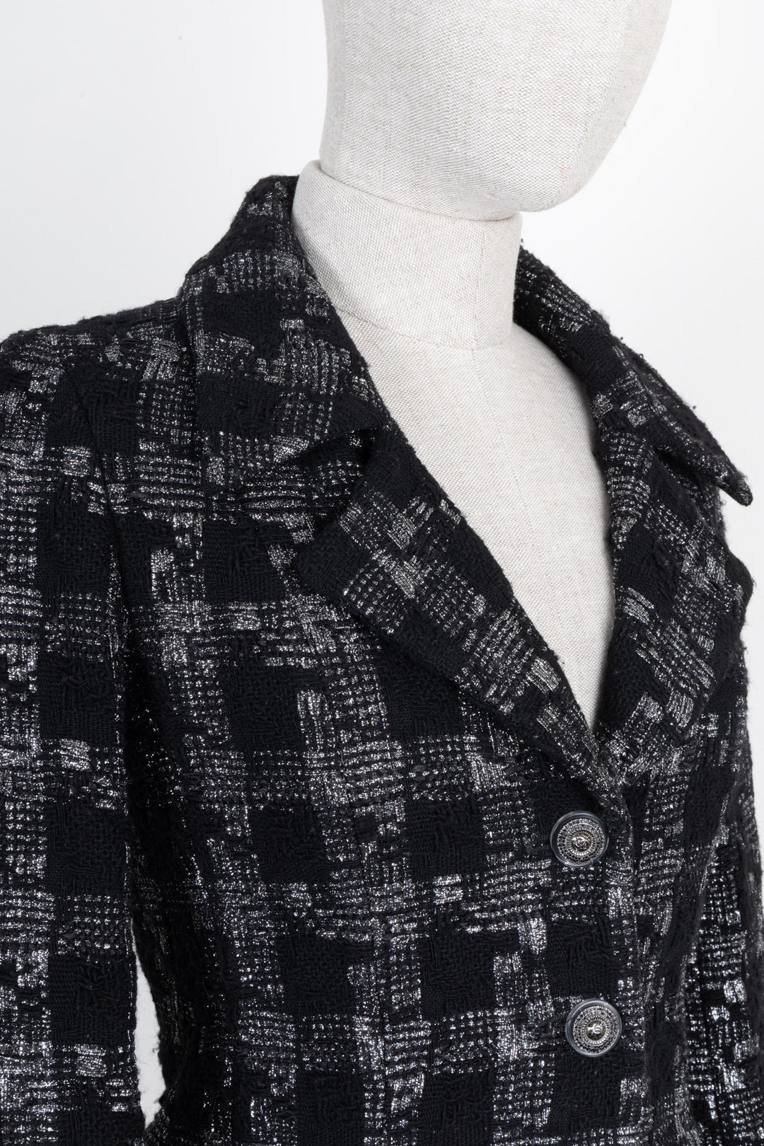 CHANEL Jacket Silver Black