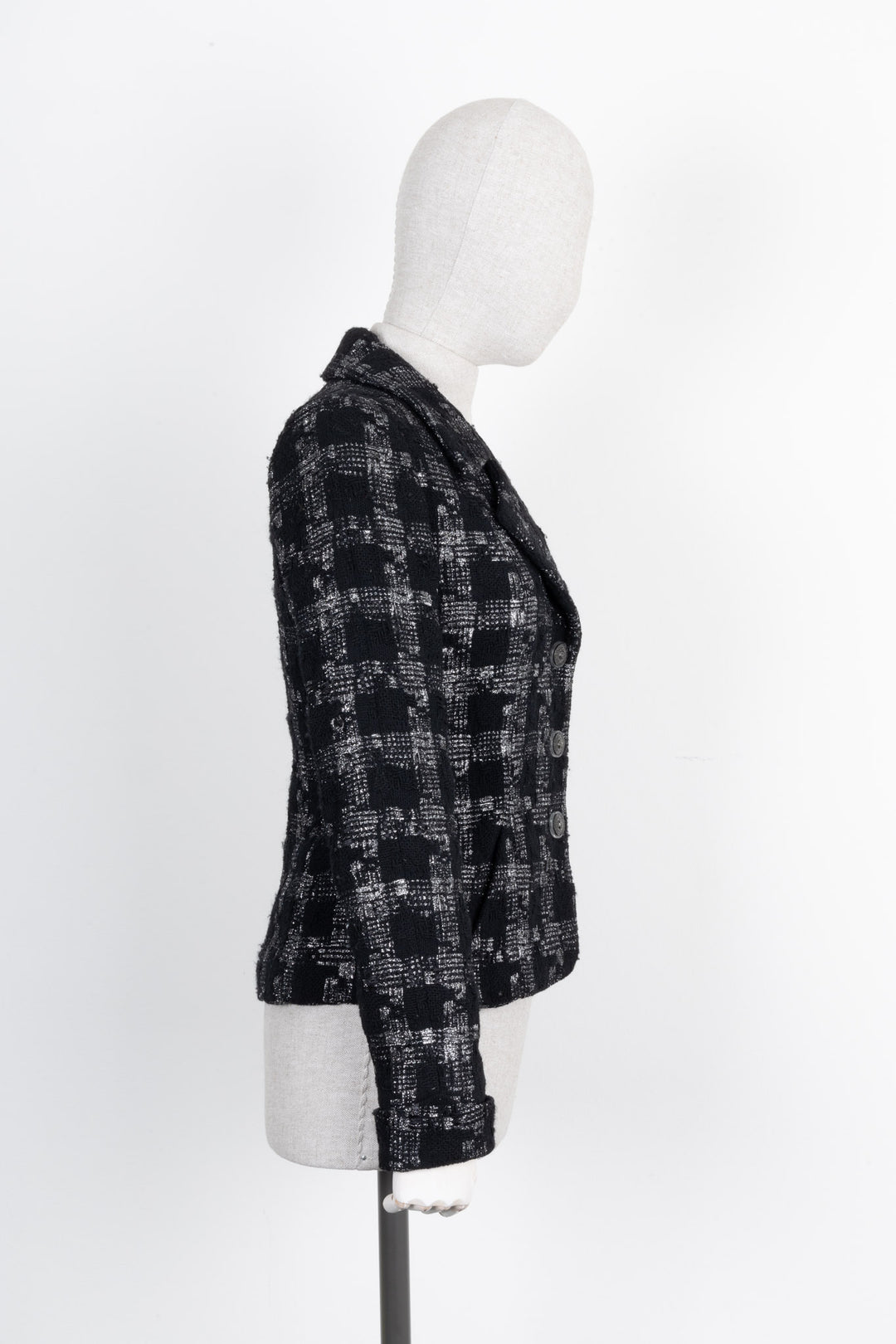 CHANEL Jacket Silver Black
