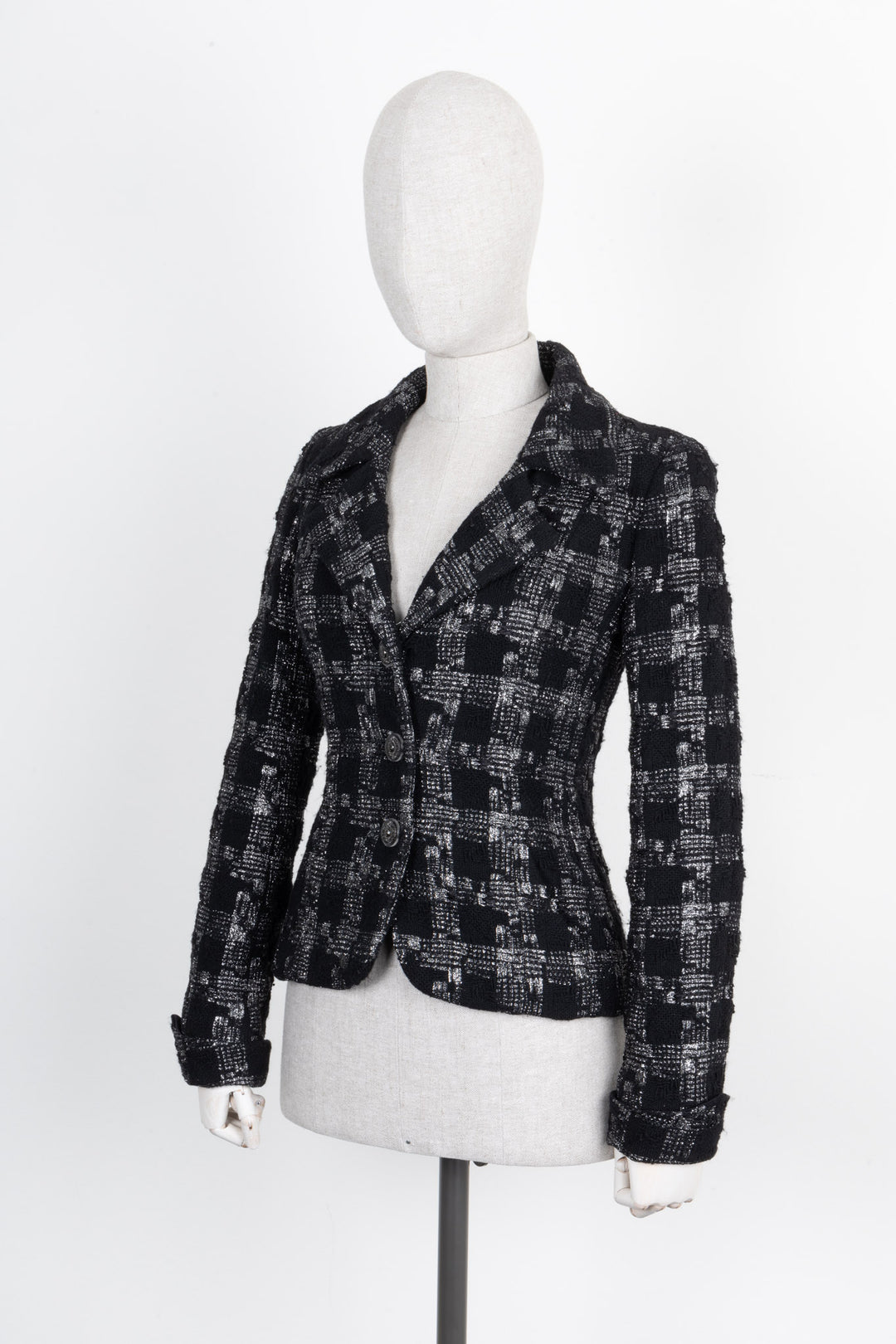 CHANEL Jacket Silver Black