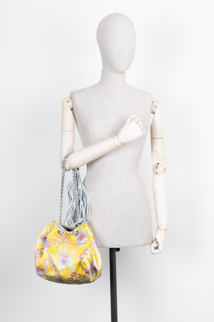 CHANEL Bucket Bag Floral Satin 2003 Summer