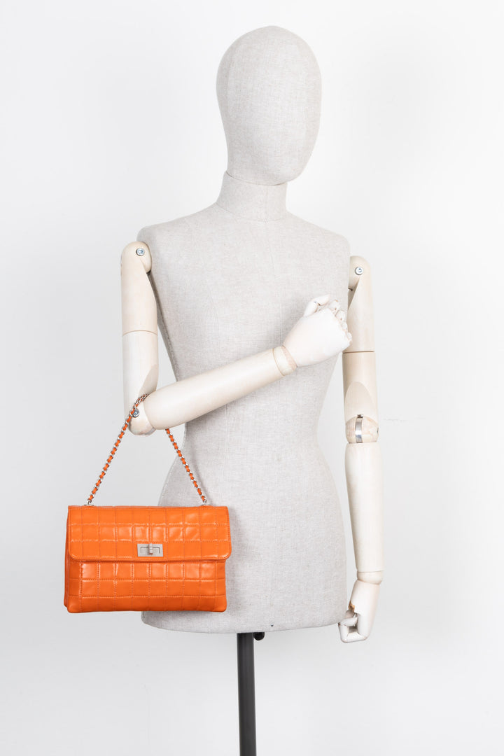 CHANEL Chocolate Bar 2.55 Turnlock Bag Orange