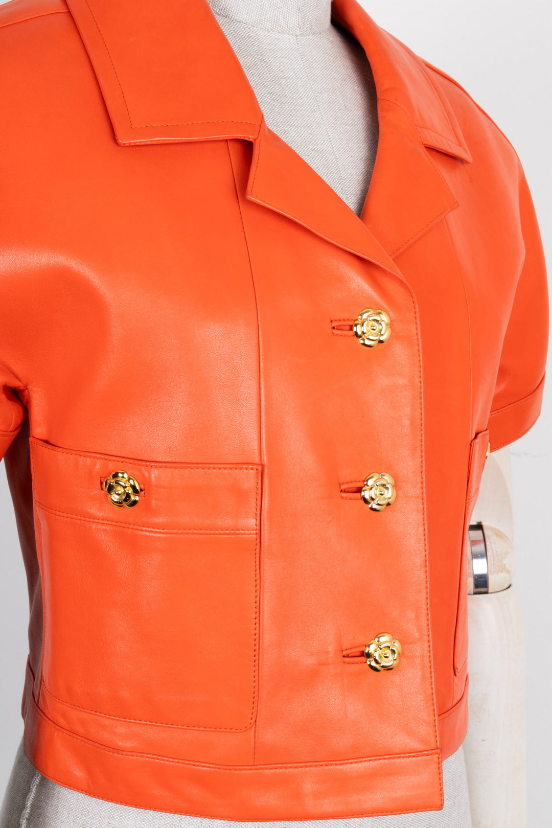 CHANEL Jacket Leather Coral