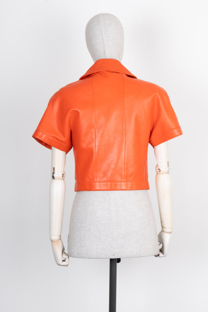 CHANEL Jacket Leather Coral