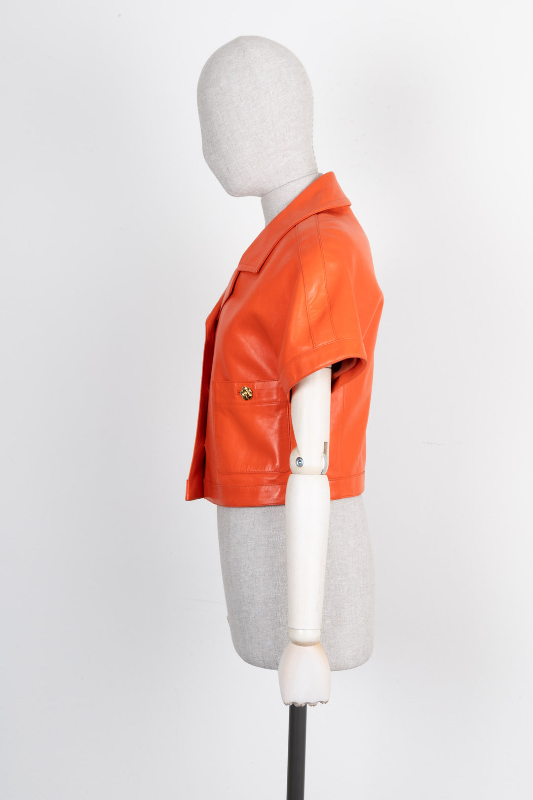 CHANEL Jacket Leather Coral