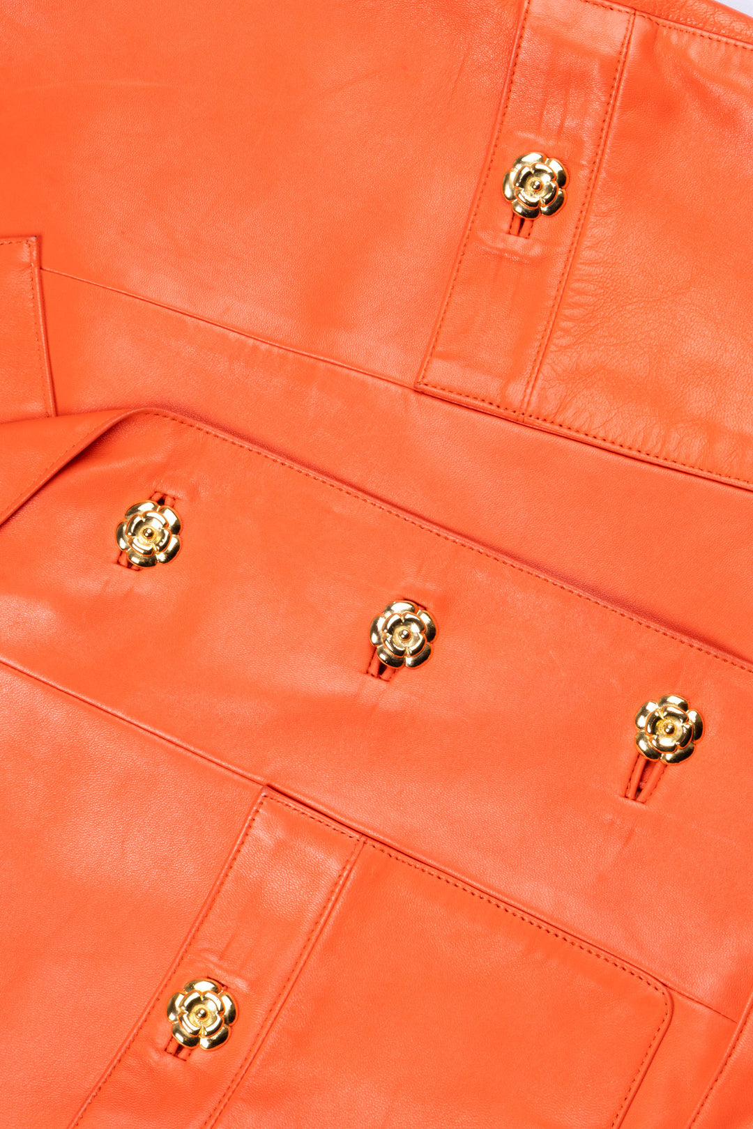 CHANEL Jacket Leather Coral