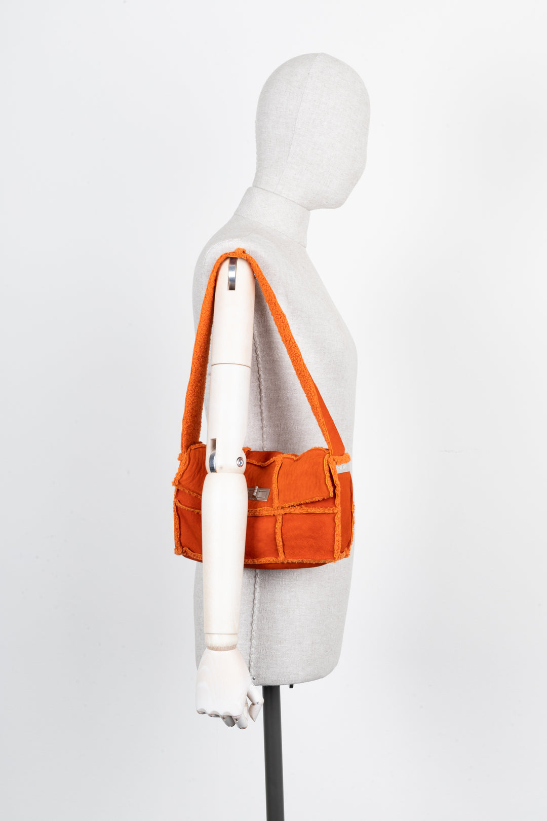 CHANEL Mini Turnlock Bag Shearling Suede Orange