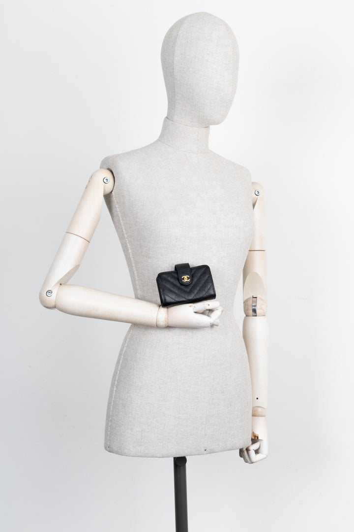 CHANEL CC Card Holder Leather Black