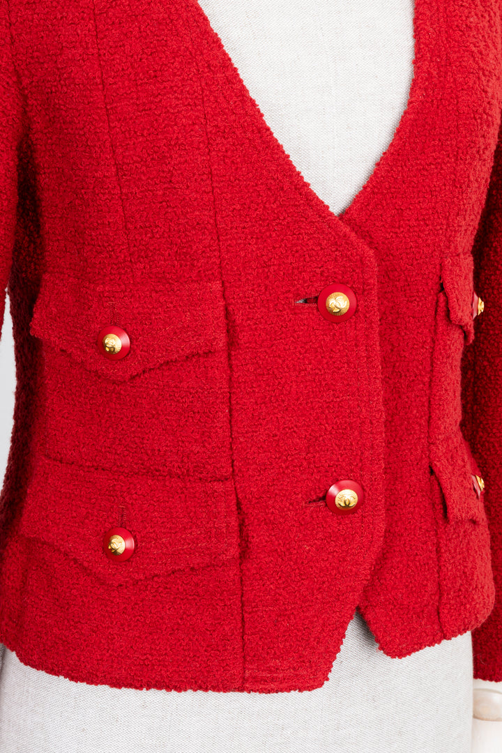 CHANEL Tweed Jacket Red
