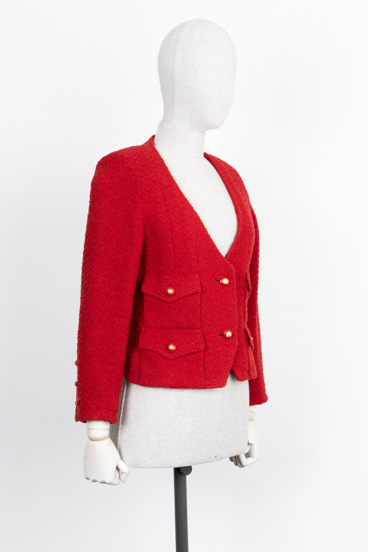 CHANEL Tweed Jacket Red