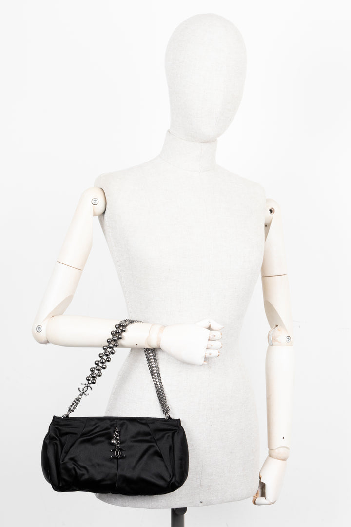 CHANEL CC Chain Clutch Satin Black
