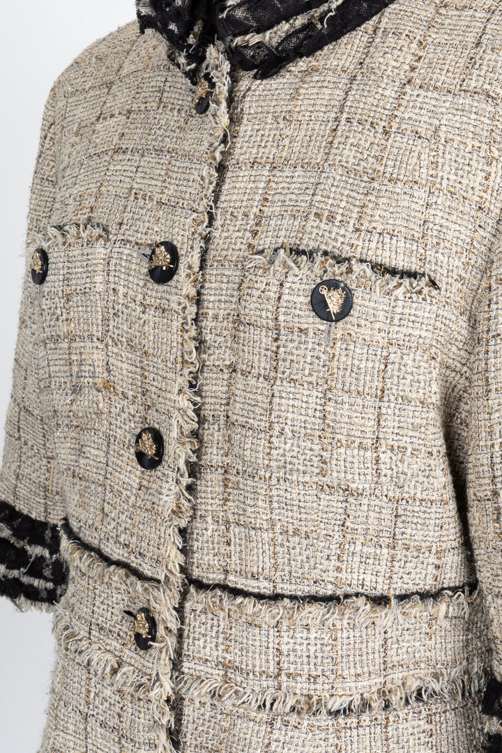 CHANEL 2010 Ruffles Collar Jacket Beige