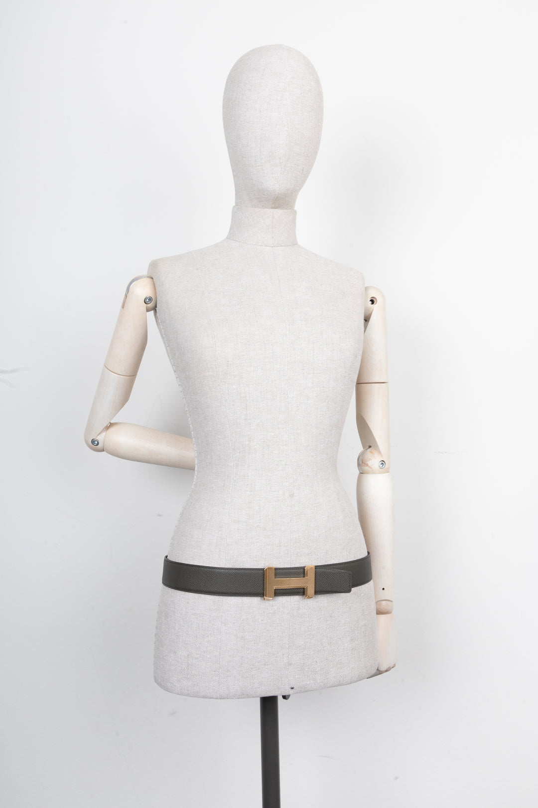 HERMÈS H Optique Belt 38 Epsom Bleu de Prusse / Vert De Gris