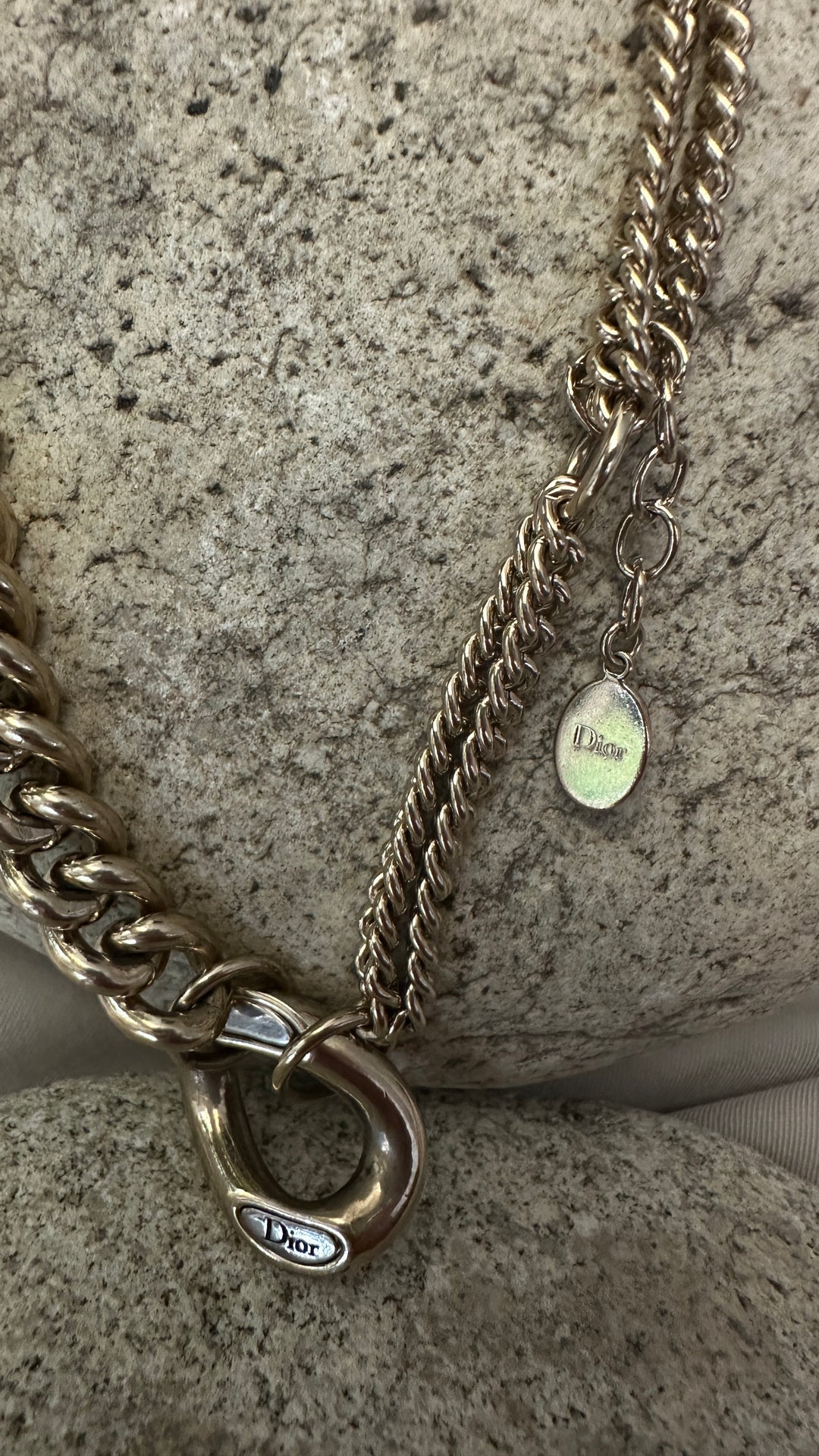 CHRISTIAN DIOR Chain Link Bracelet Champagne Gold