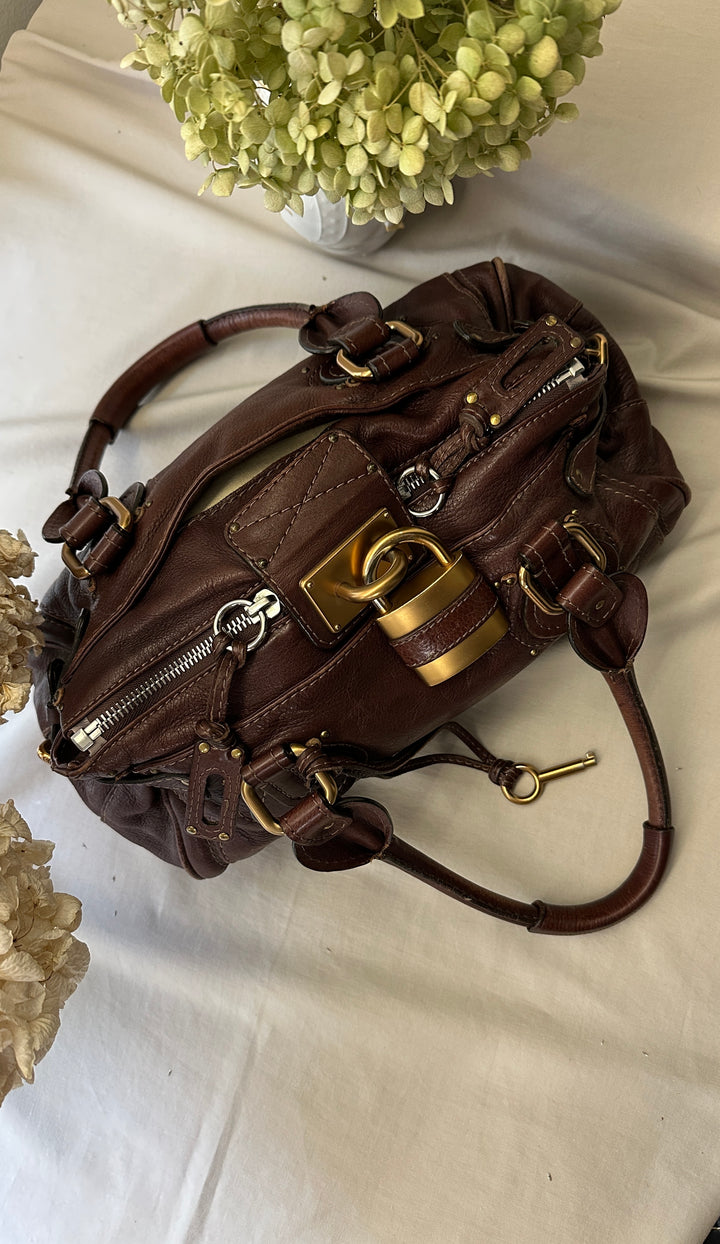 CHLOÉ Paddington Shoulder Bag Brown Leather