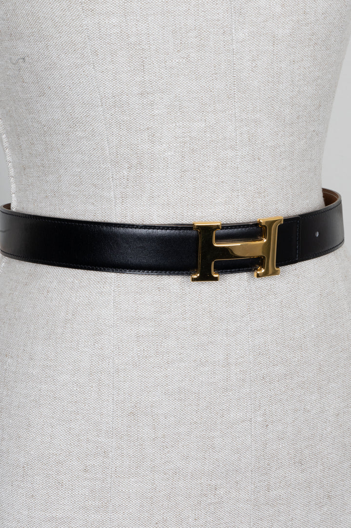HERMÈS Constance Belt 32 Reversible Gold Noir