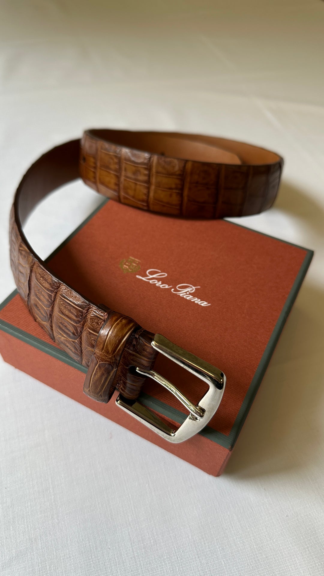 LORO PIANA Belt Croc Brown