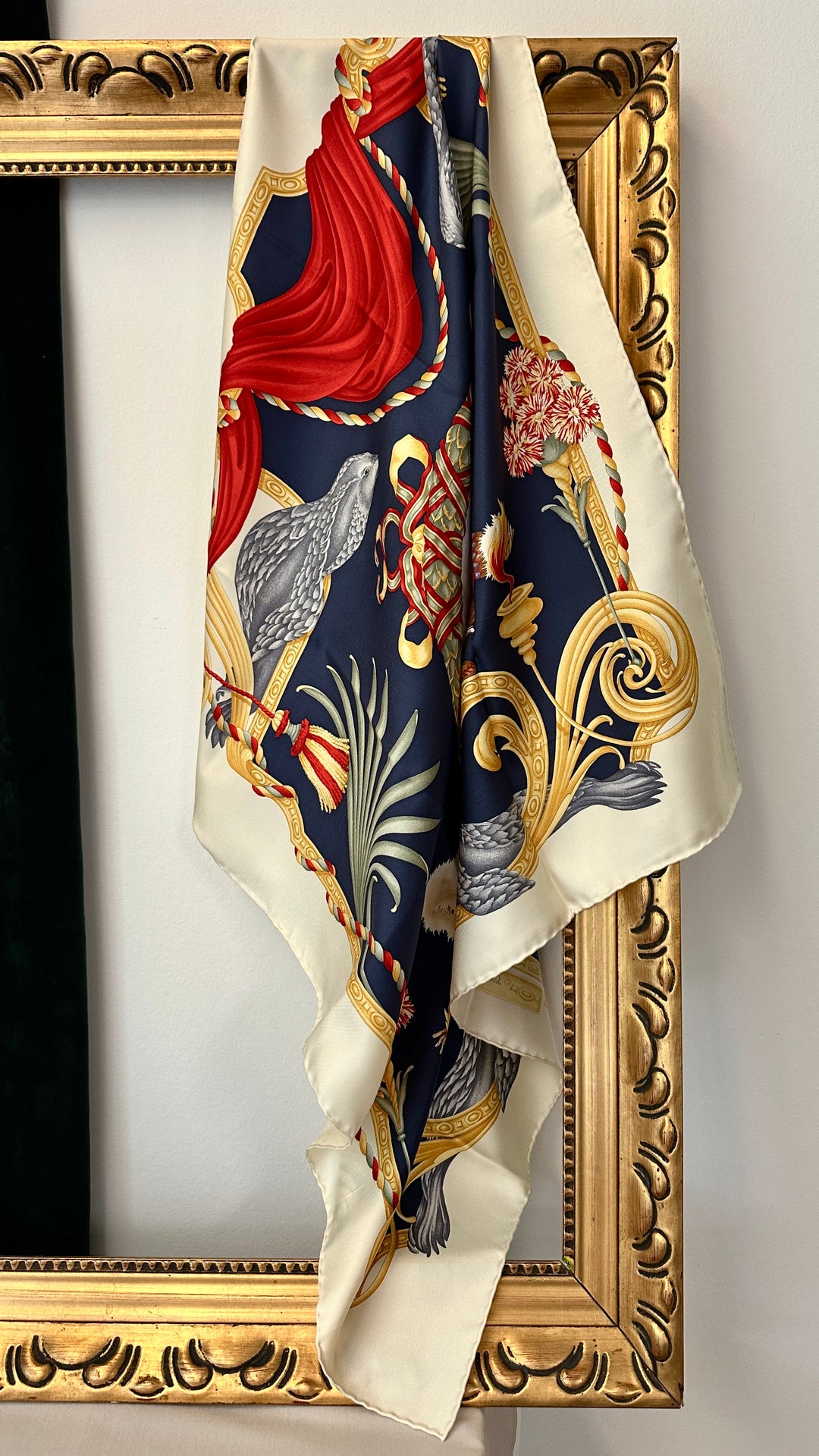 SALVATORE FERRAGAMO Silk Scarf Beige With Pinguines