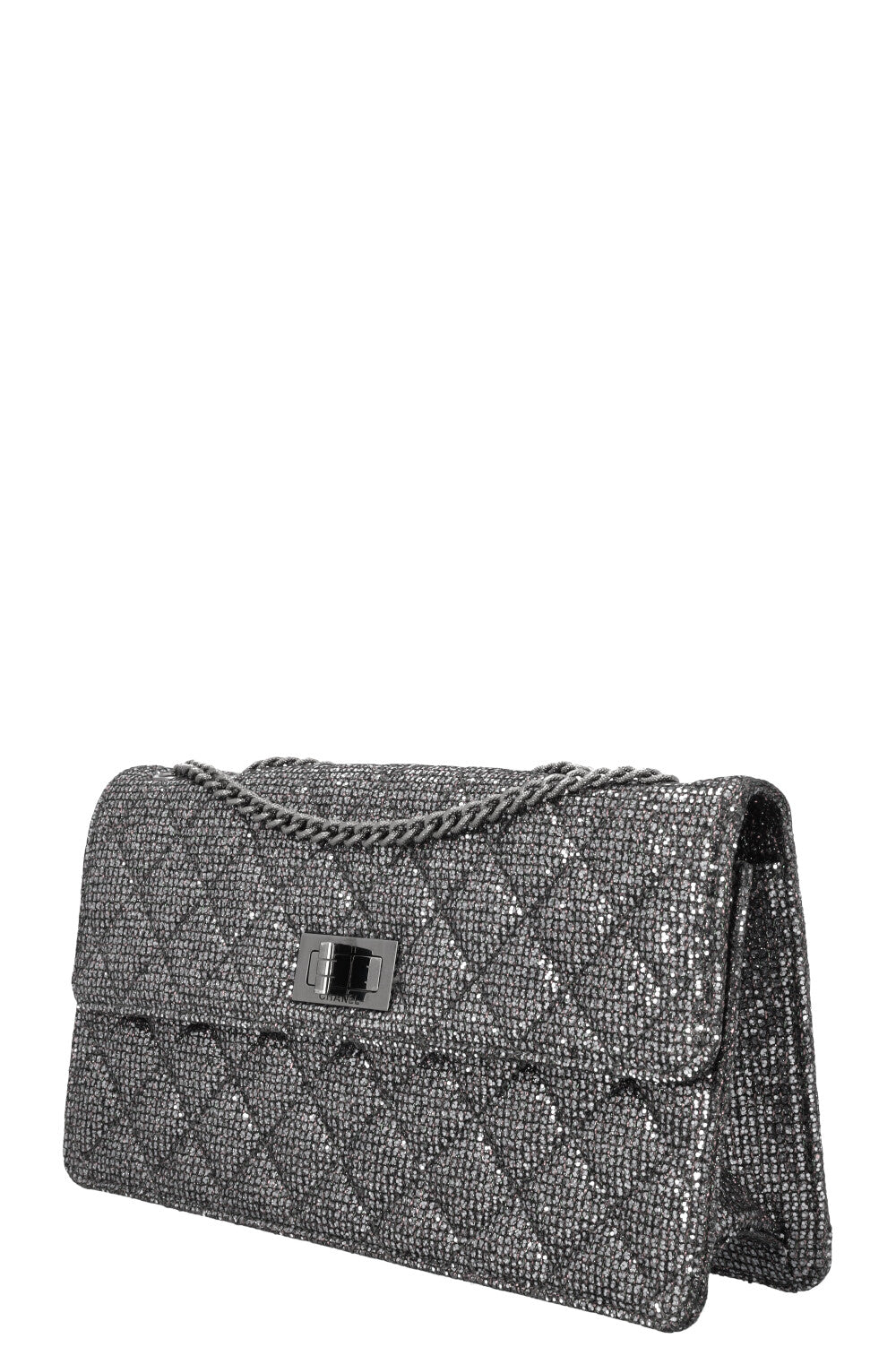 CHANEL 2.55 Reissue Bag Glitter Silver