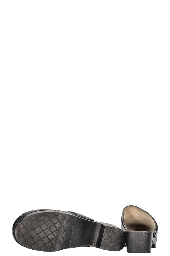 CHANEL Logo Clogs Black