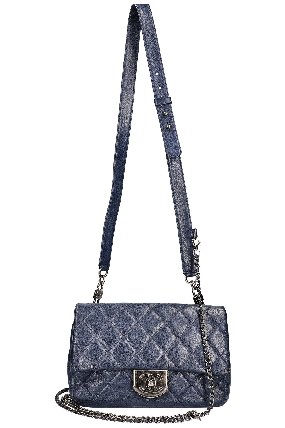 CHANEL Double Carry Chain Waist Bag Blue