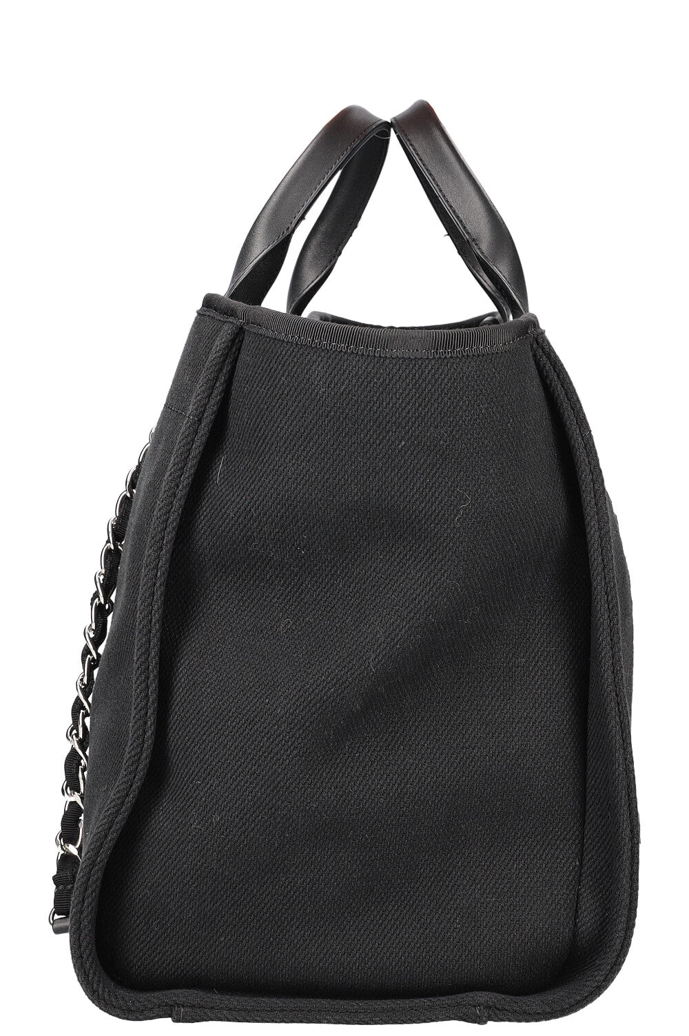 CHANEL Large Deauville Tote Pearl Embellished Black