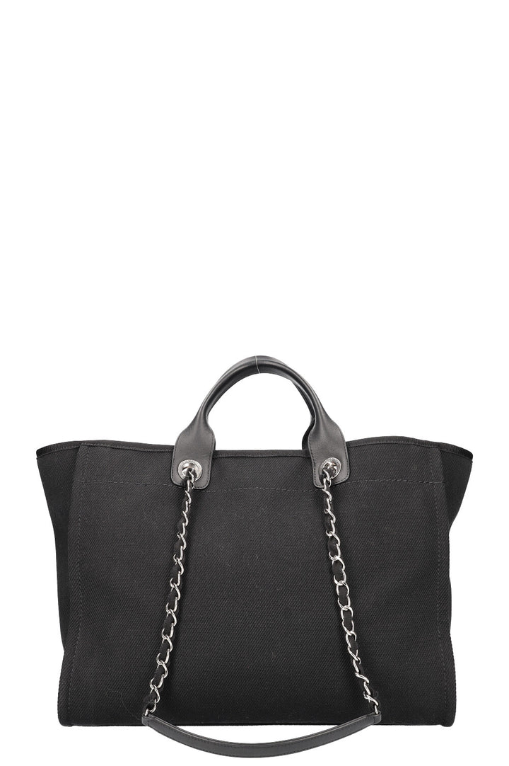 CHANEL Large Deauville Tote Pearl Embellished Black