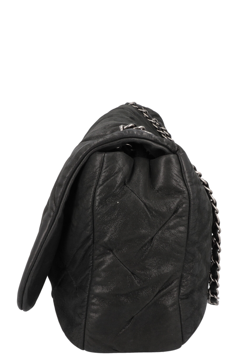 CHANEL Single Flap Iridescent Glint Bag Charcoal