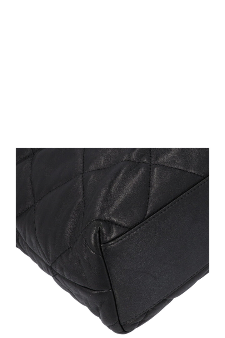 CHANEL 2019 Quilted Drawstring Tote Bag Black