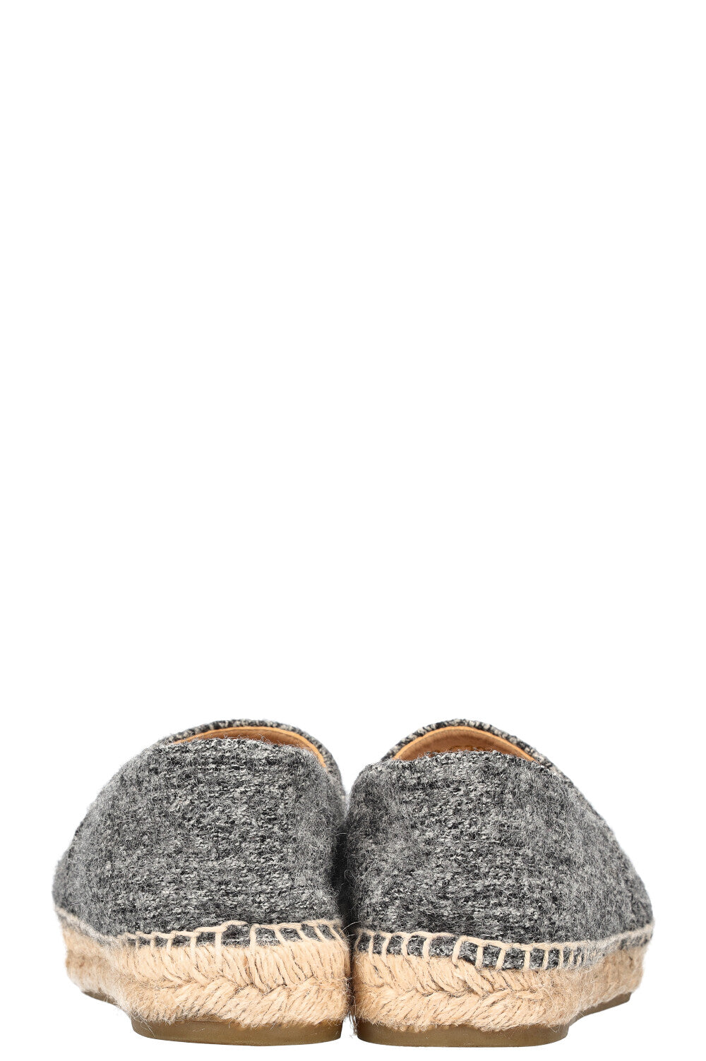 CHANEL Espadrilles Flats Tweed Grey