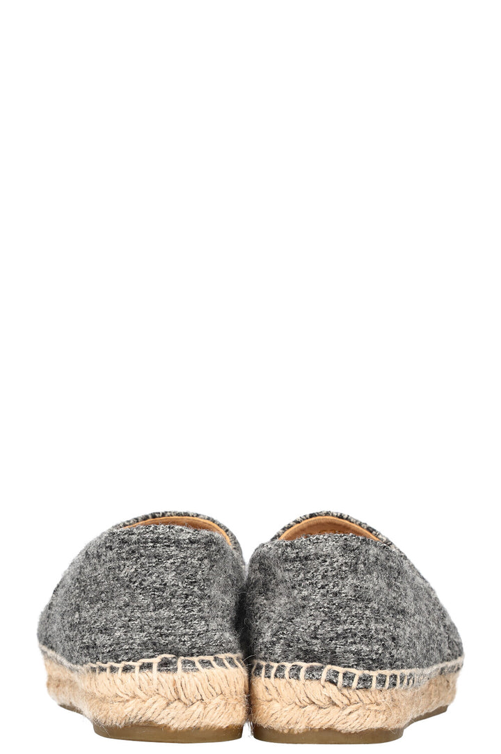 CHANEL Espadrilles Flats Tweed Grey