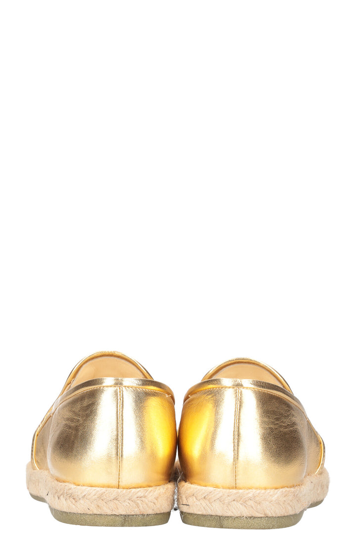 CHANEL Espadrilles Gold Leather
