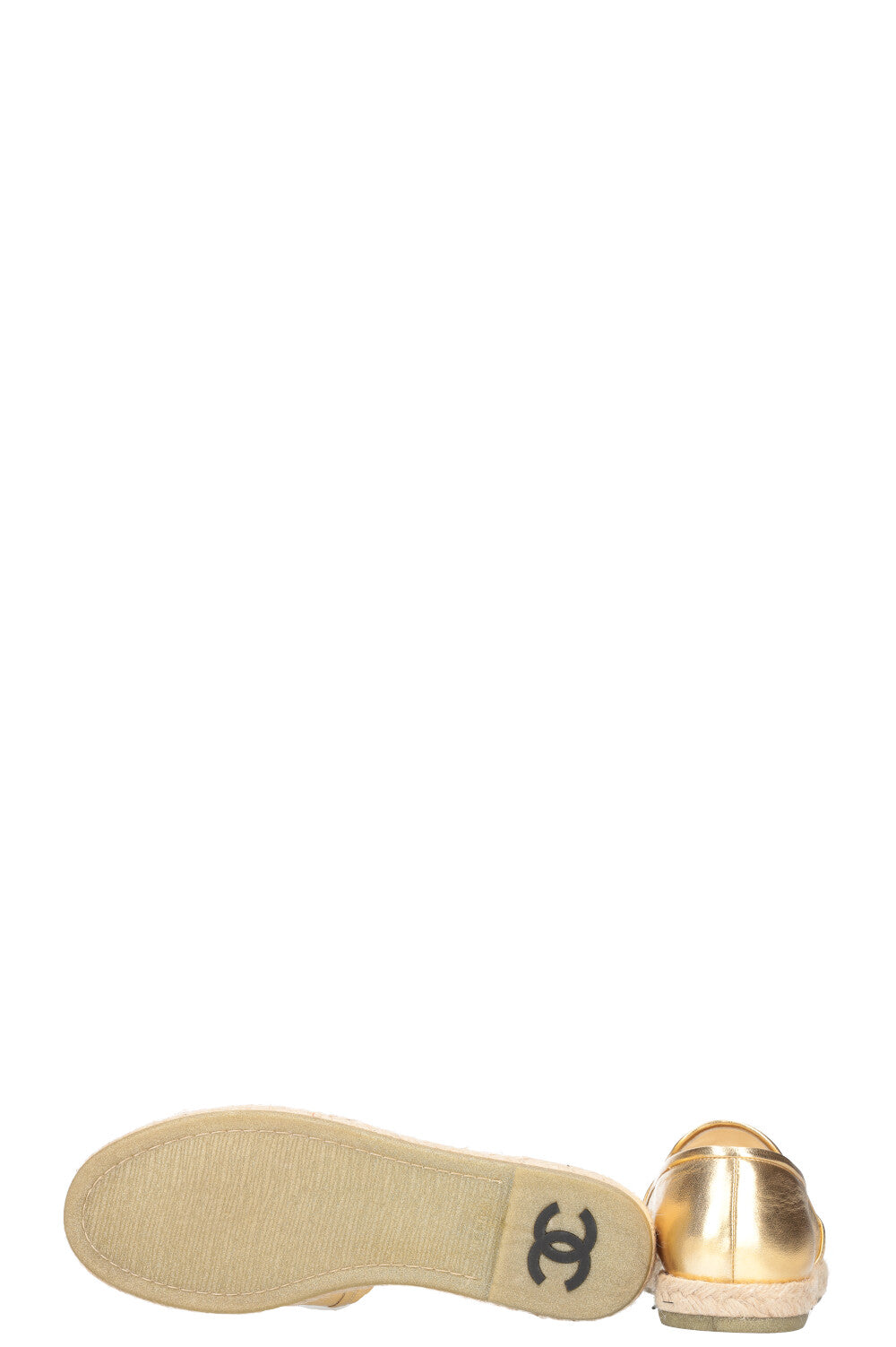 CHANEL Espadrilles Gold Leather