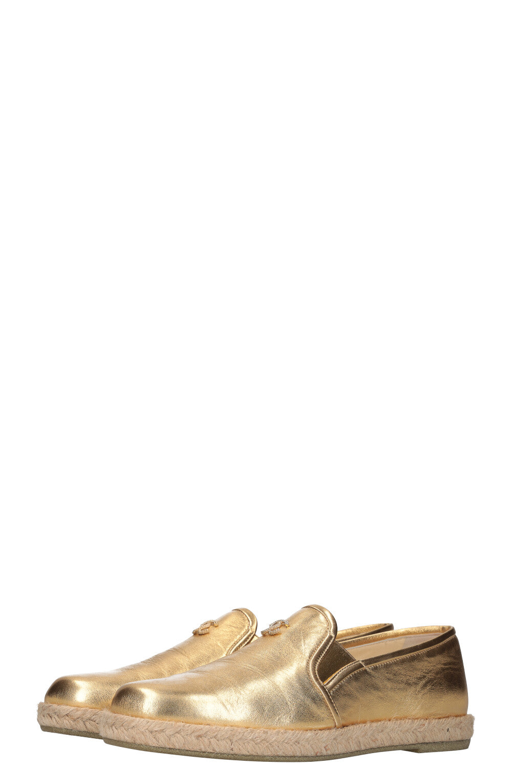 CHANEL Espadrilles Gold Leather