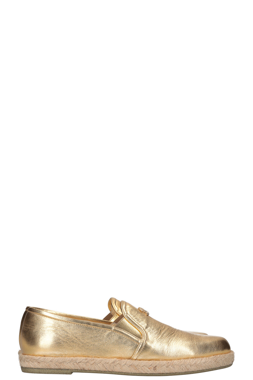 CHANEL Espadrilles Gold Leather