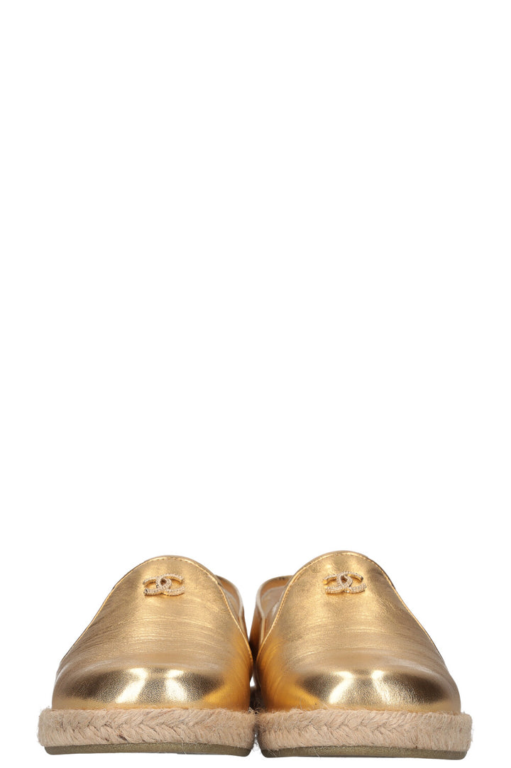 CHANEL Espadrilles Gold Leather
