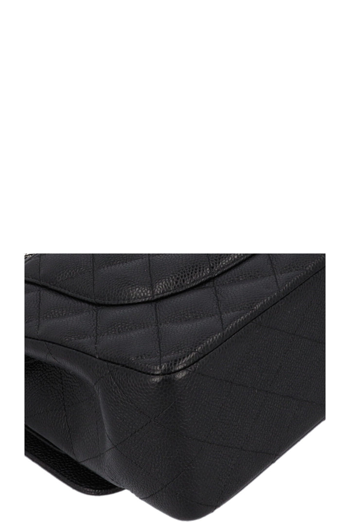 CHANEL Large Classic Double Flap Caviar Black