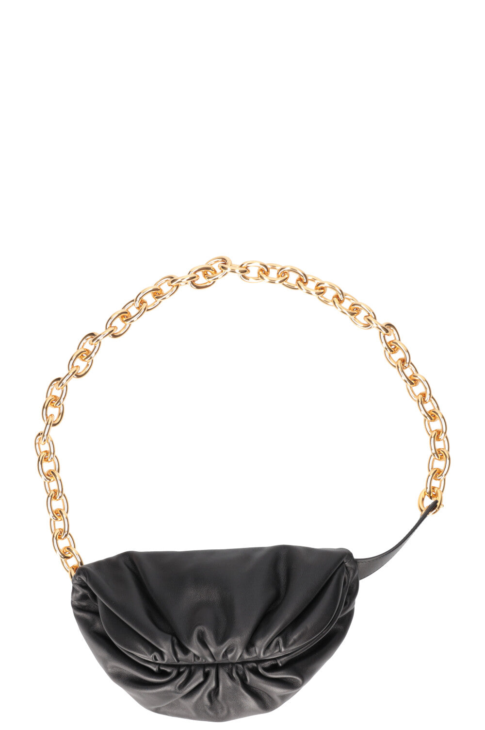 ハンドバッグ BOTTEGA VENETA POUCHES BLACK-GOLD Pre-Owned Bottega Veneta Gold Chain Pouch Black with booklet