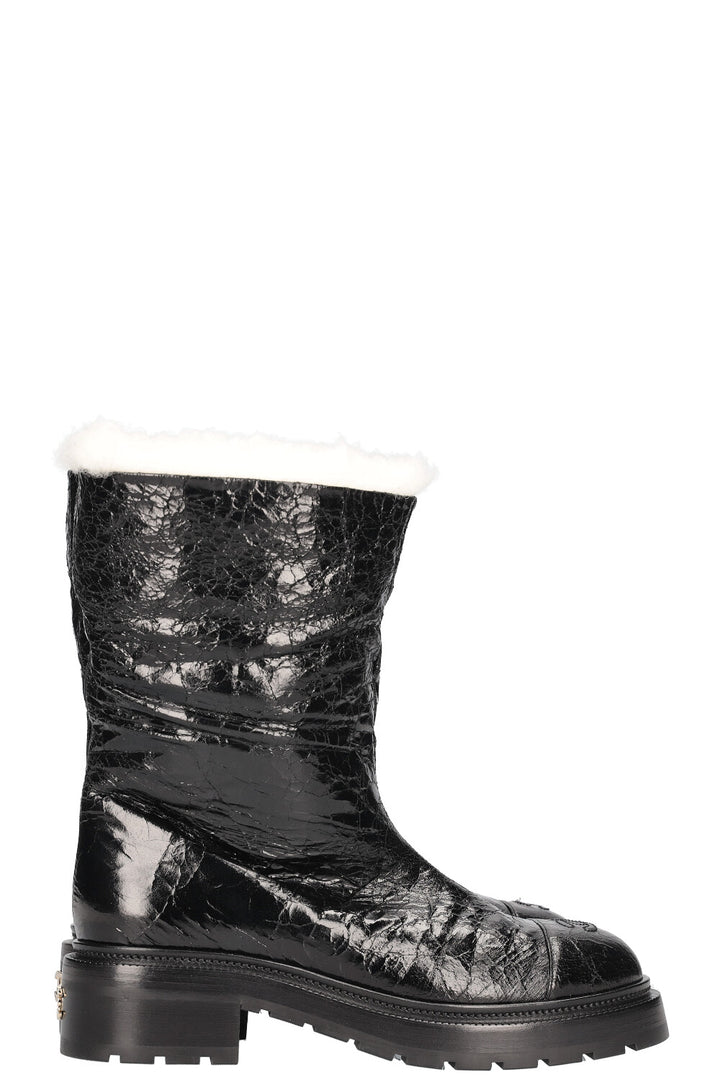 CHANEL 2020 Interlocking CC Logo Rain Boots Black