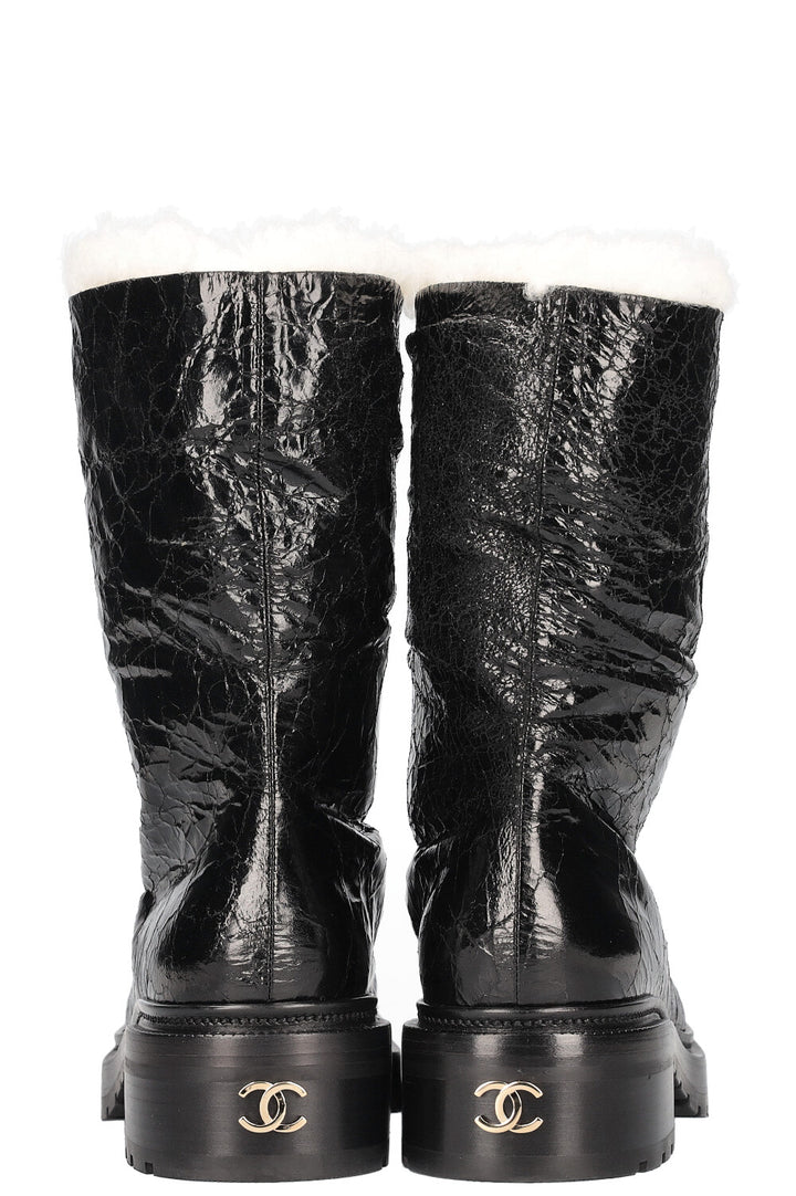 CHANEL 2020 Interlocking CC Logo Rain Boots Black