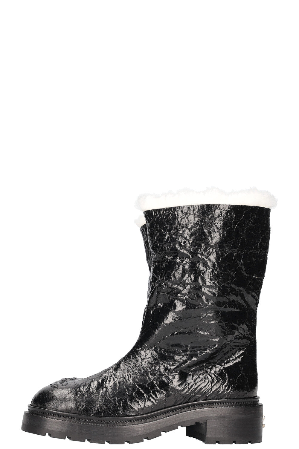 CHANEL 2020 Interlocking CC Logo Rain Boots Black