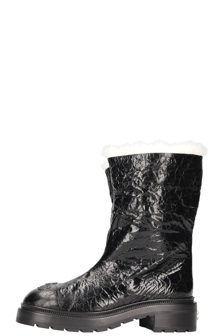 CHANEL 2020 Interlocking CC Logo Rain Boots Black