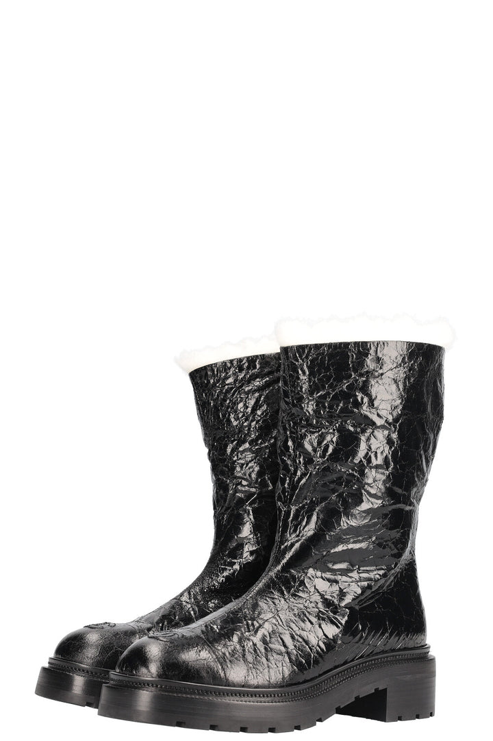 CHANEL 2020 Interlocking CC Logo Rain Boots Black