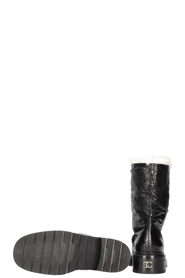 CHANEL 2020 Interlocking CC Logo Rain Boots Black
