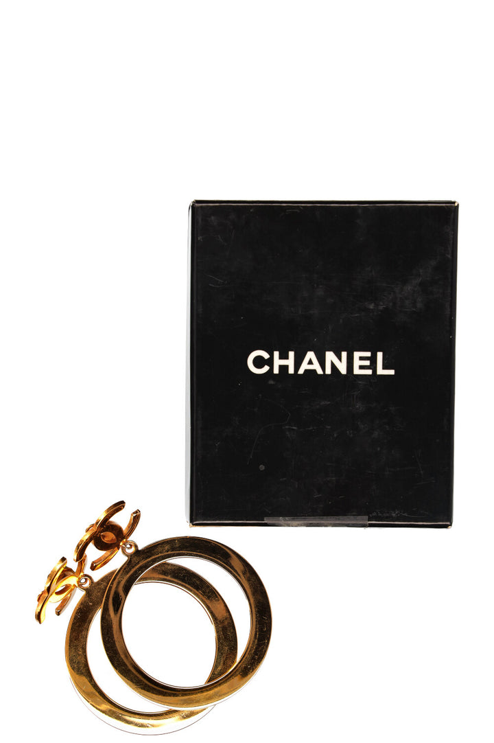 CHANEL Interlocking CC Hoop Earrings Gold Plated