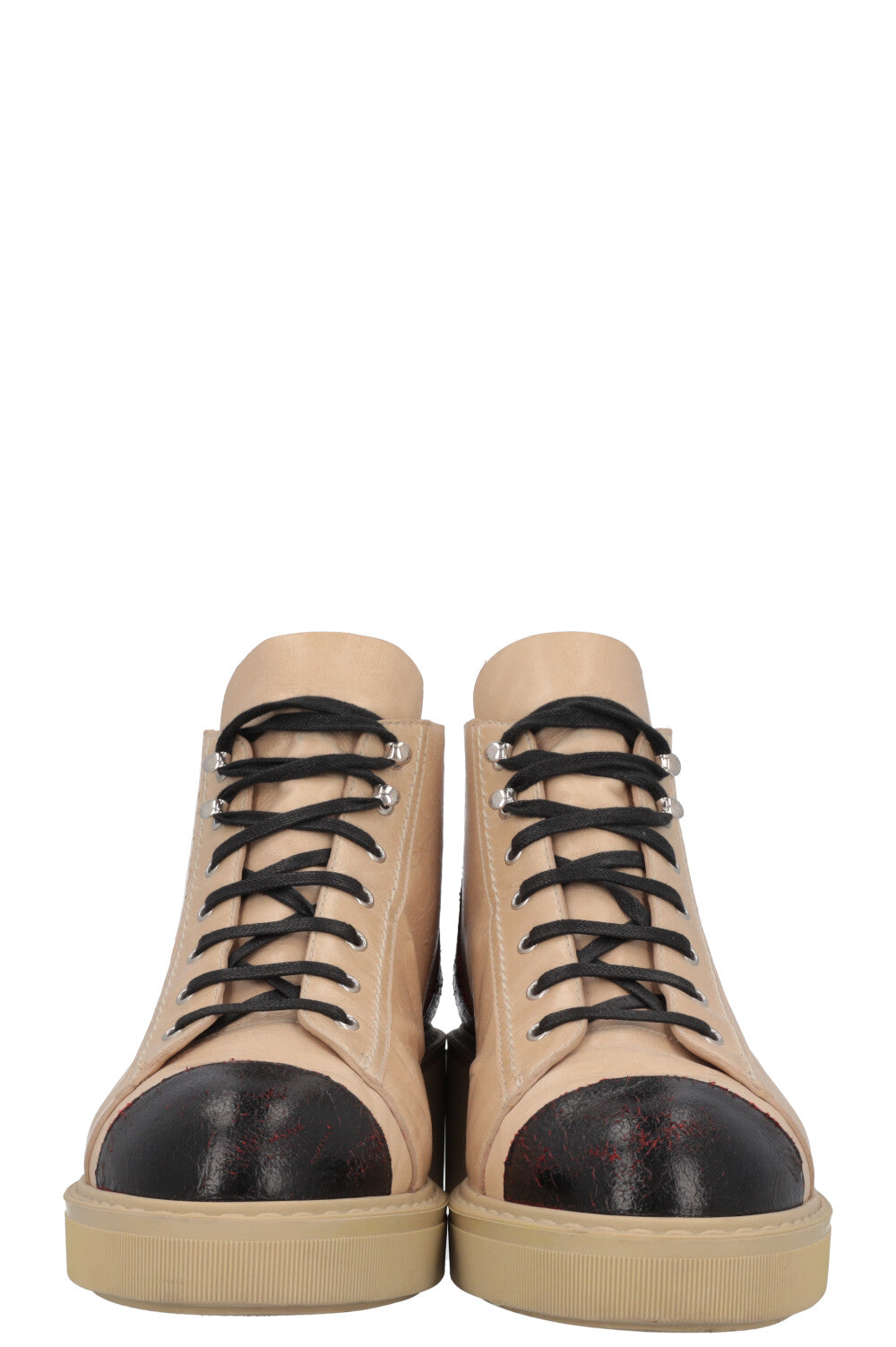 CHANEL Bottes Cuir Beige Noir