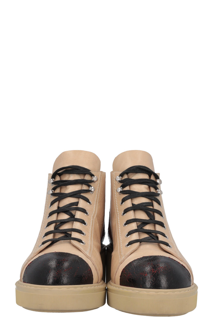 CHANEL Bottes Cuir Beige Noir