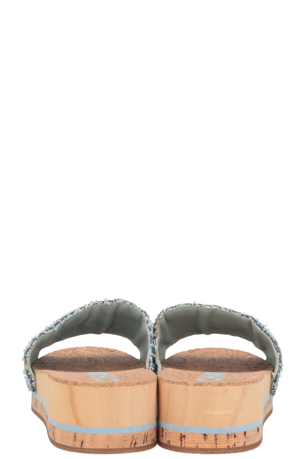 CHANEL CC Flats Tweed Blue