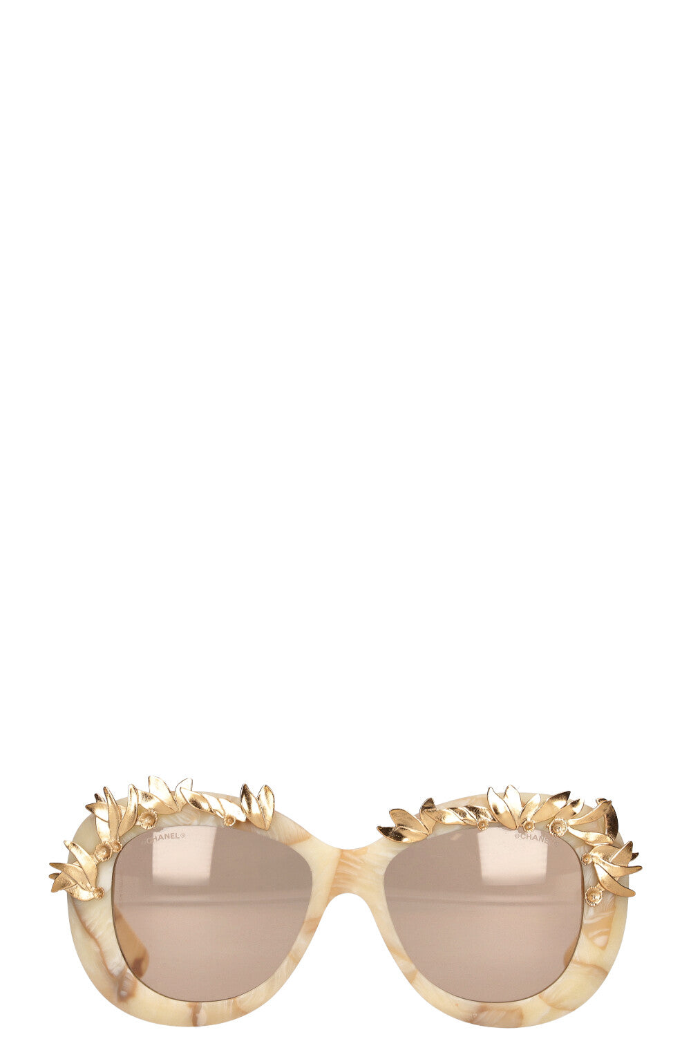 CHANEL Sunglasses White Gold