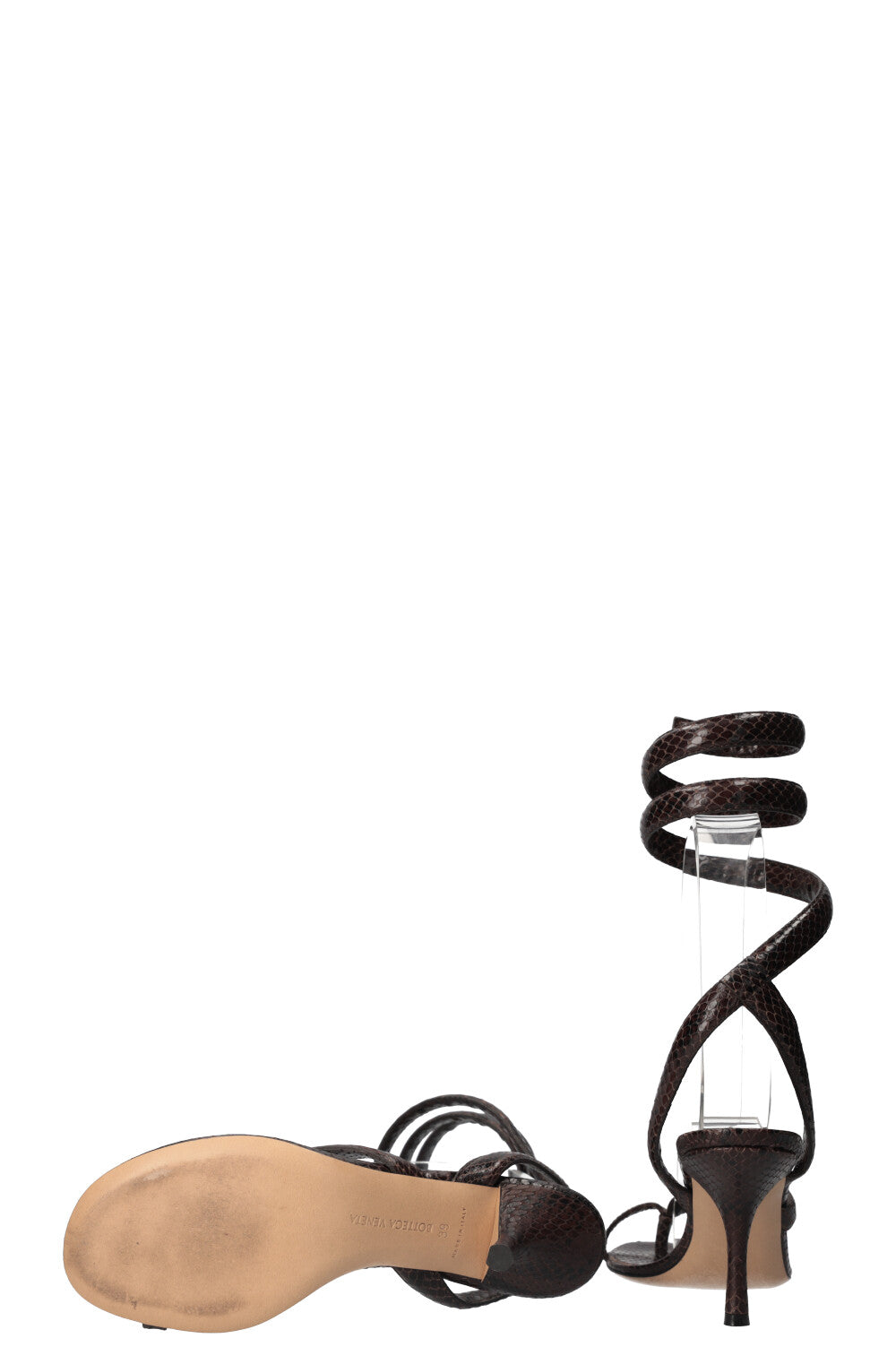 BOTTEGA VENETA Spiral Heels Python Print Brown